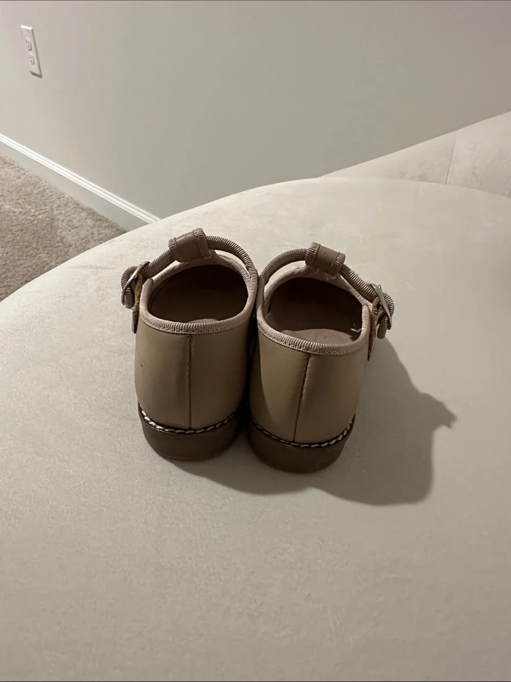 Kids Tan T-Strap Mary Jane Dress Shoes